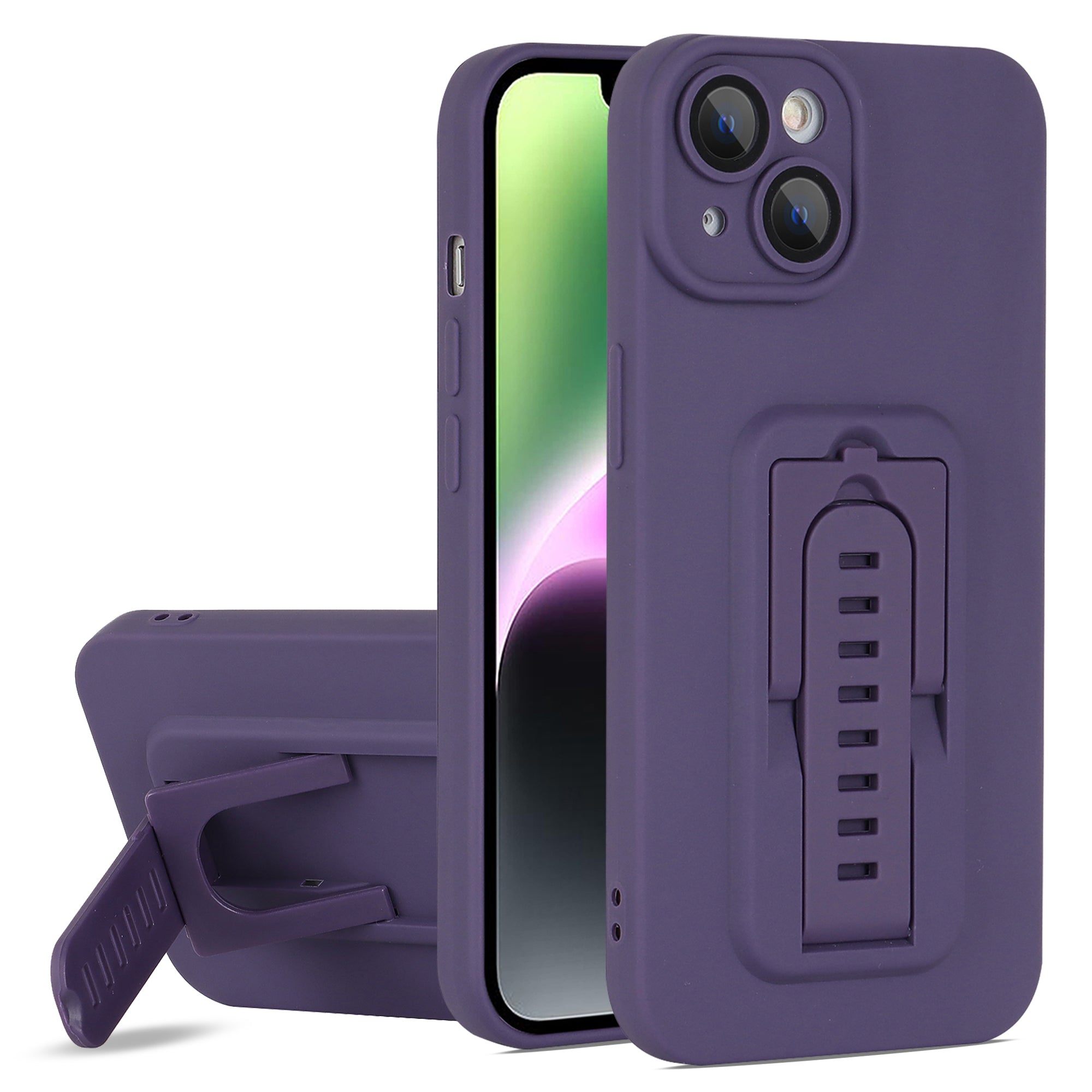Hard Phone Cover for iPhone 14 Adjustable Kickstand Phone Case Shell with Glass Camera Film Hard Phone Cover for iPhone 14 Adjustable Kickstand Phone Case Shell with Glass Camera Film